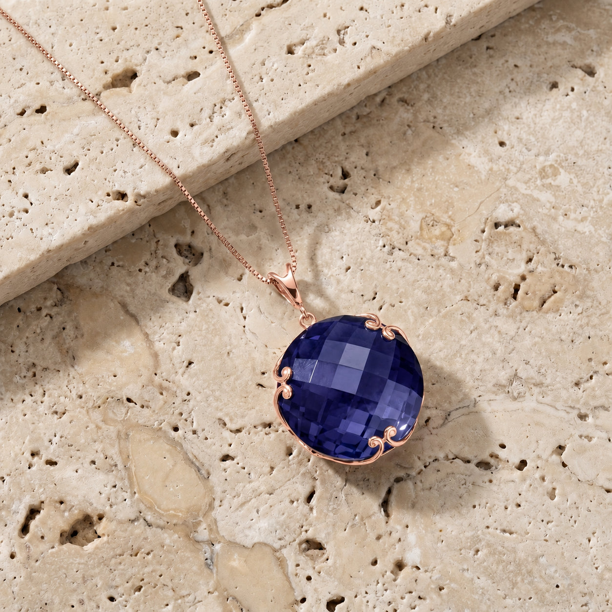 Rose Gold Grace Pendant Necklace Rose Quartz 10K — Fabrizia