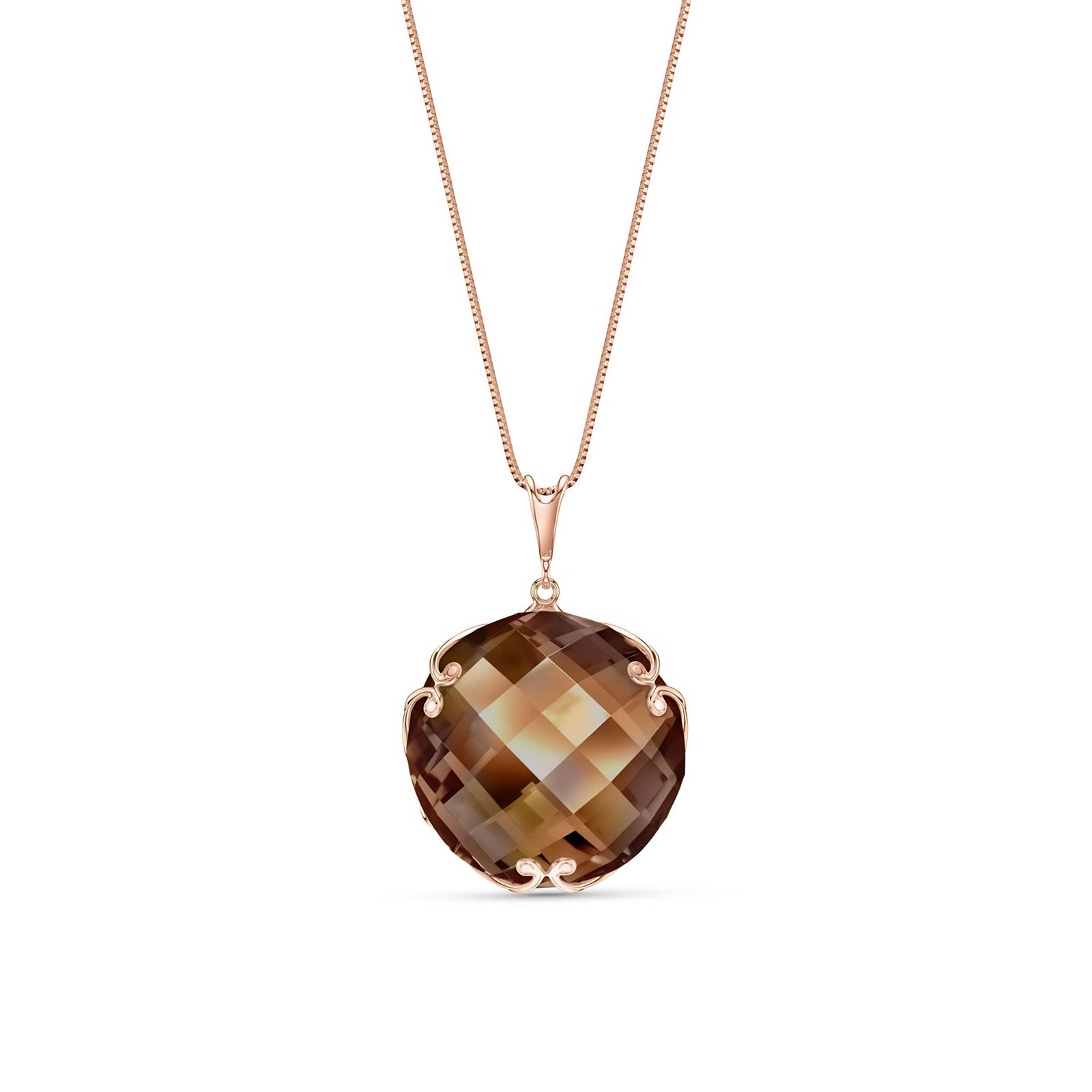 Rose Gold Grace Pendant Necklace White Topaz 10K — Fabrizia