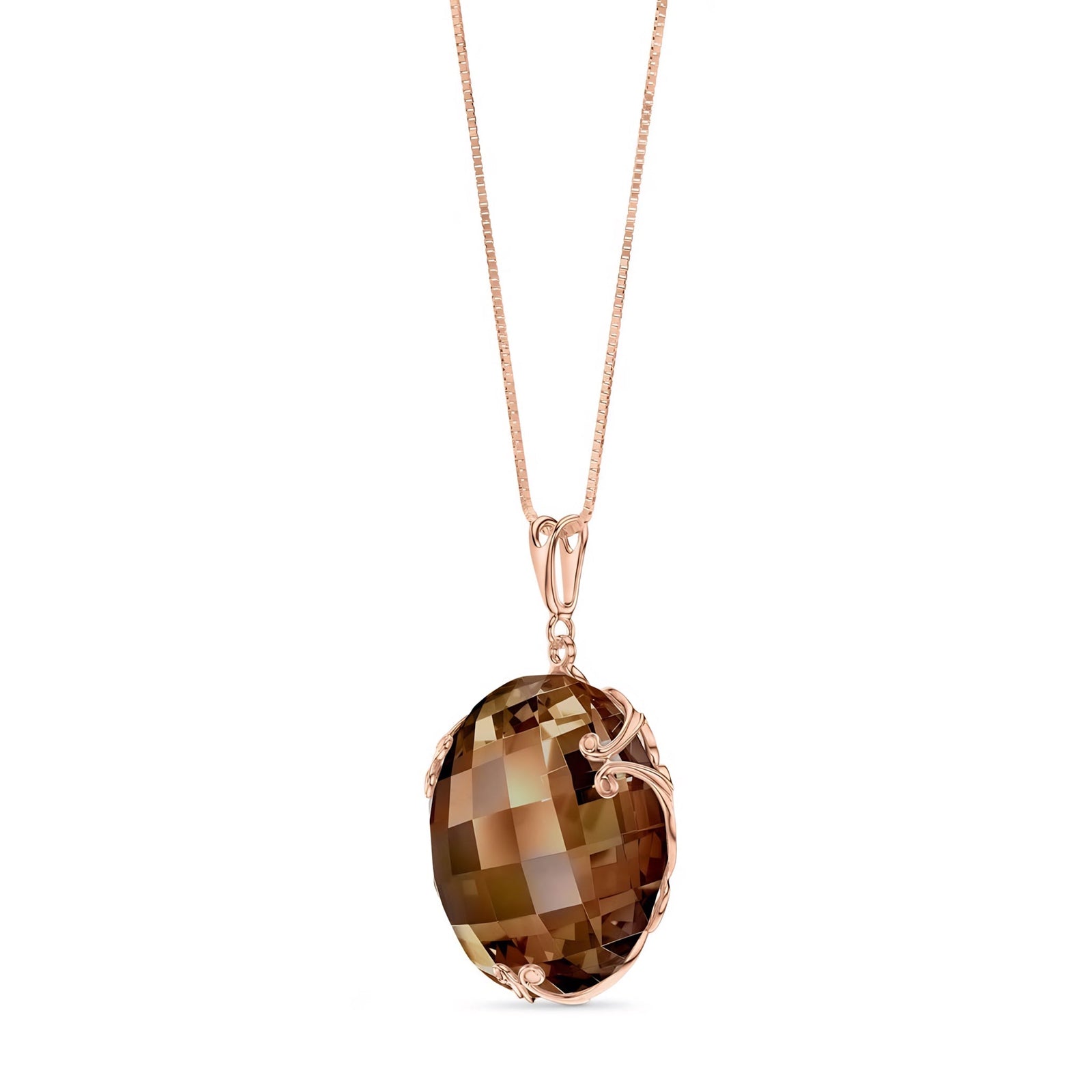 Rose Gold Grace Pendant Necklace White Topaz 10K — Fabrizia