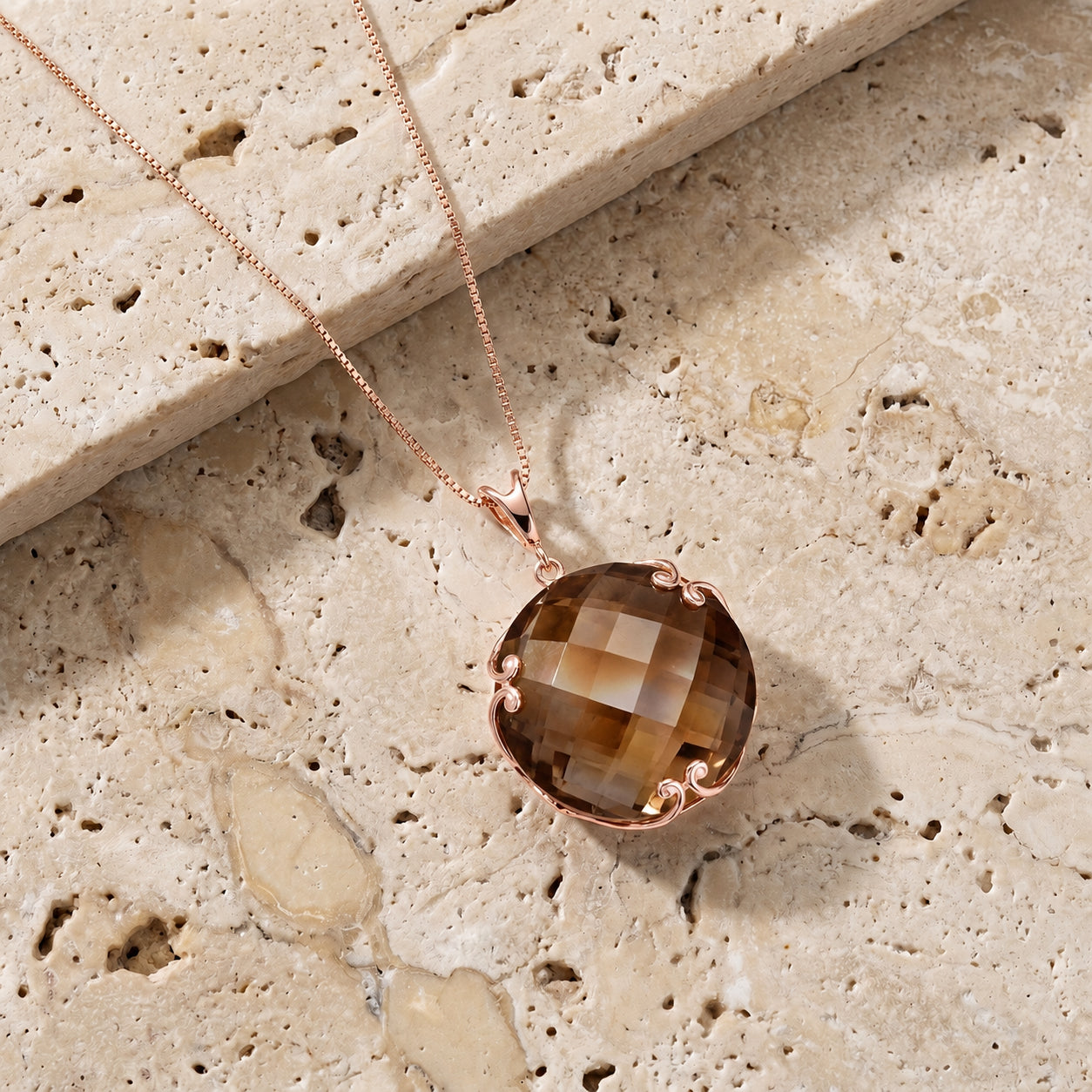 Rose Gold Grace Pendant Necklace White Topaz 10K — Fabrizia
