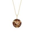 Yellow Gold Grace Pendant Necklace Smoky Quartz — Fabrizia