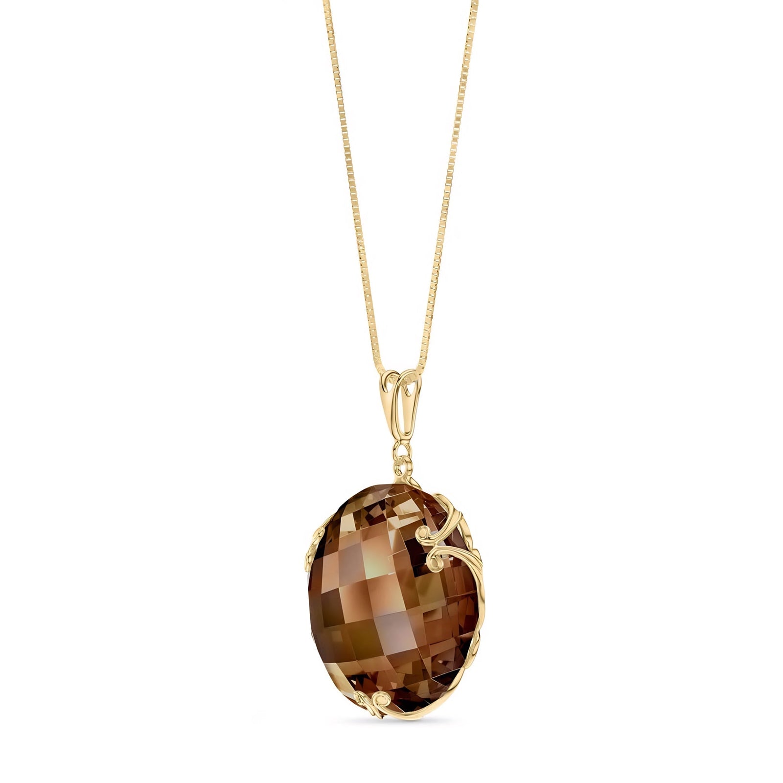 Yellow Gold Grace Pendant Necklace White Topaz 10K — Fabrizia