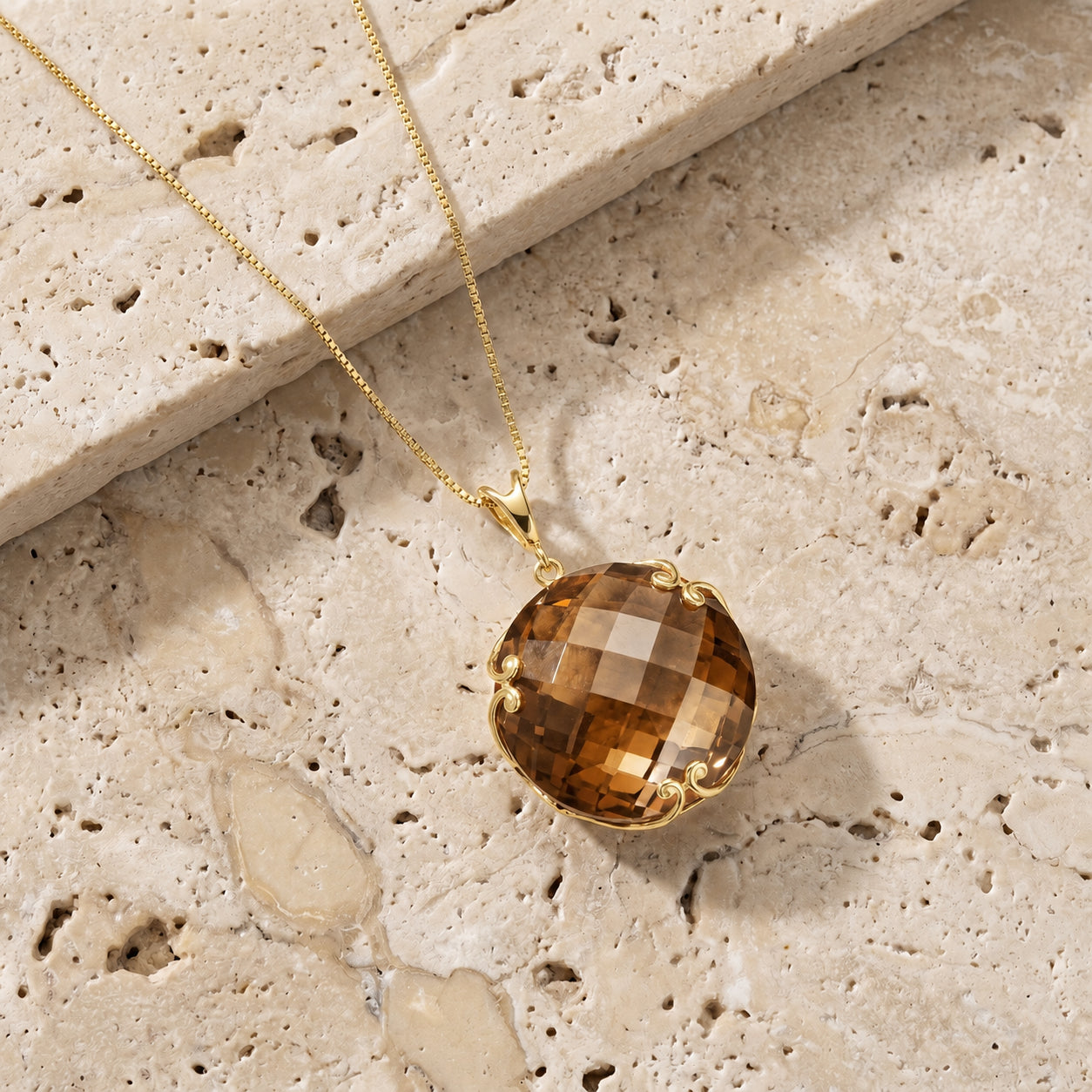 Yellow Gold Grace Pendant Necklace White Topaz 10K — Fabrizia