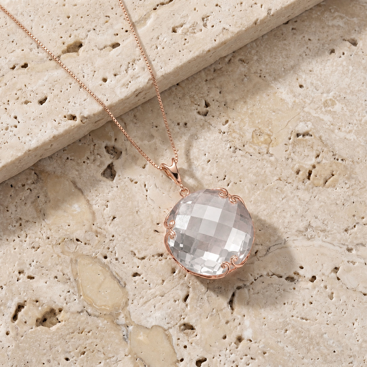 Rose Gold Grace Pendant Necklace Green Sapphire 10K — Fabrizia