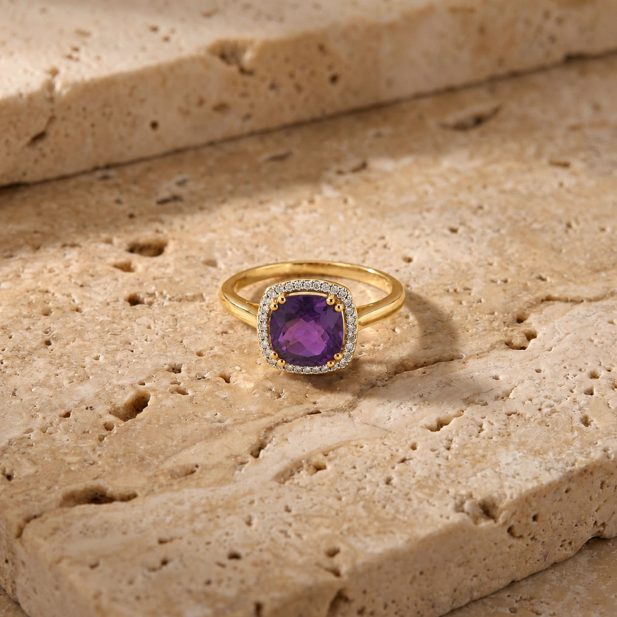 Yellow Gold Amethyst & Diamond — Regina
