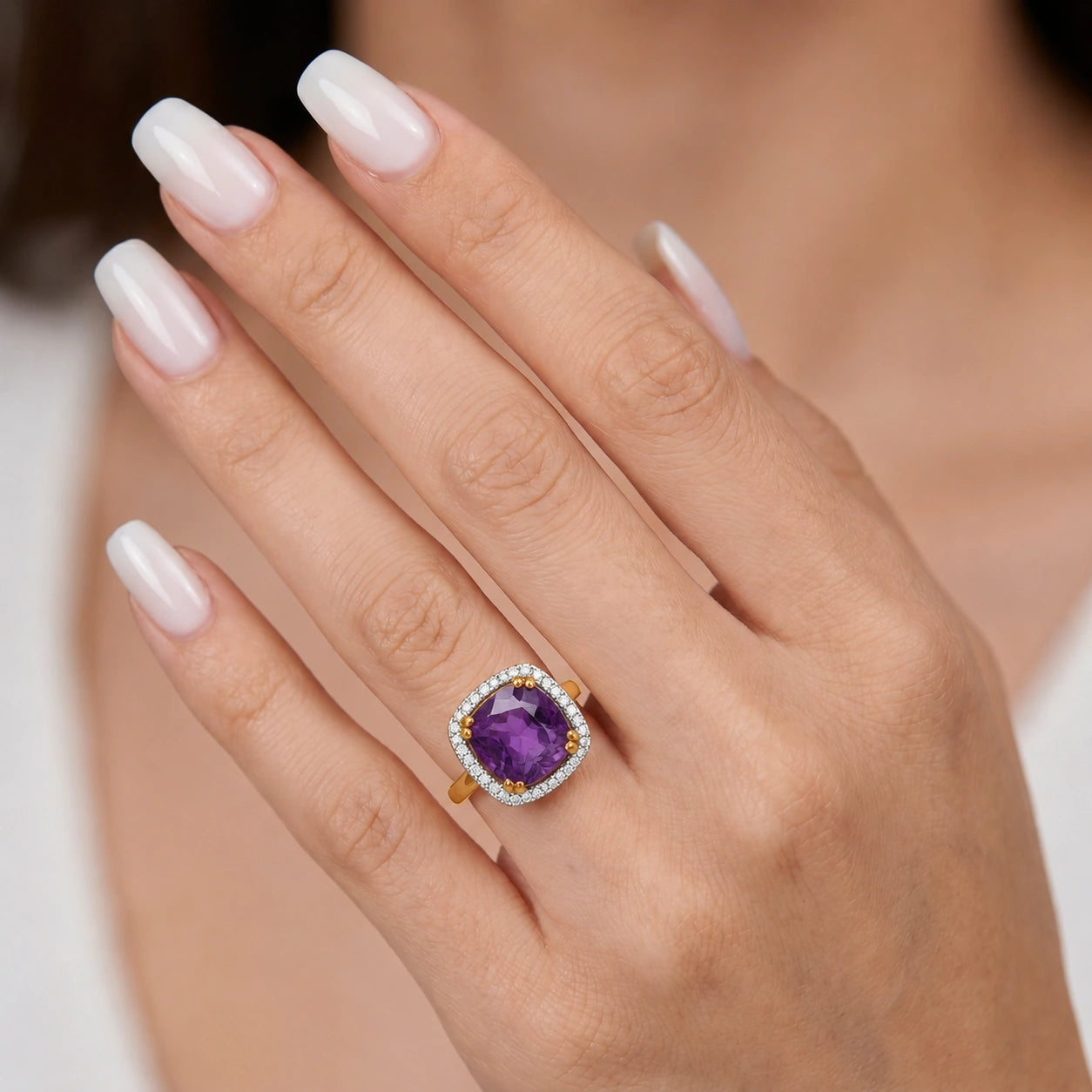 Yellow Gold Amethyst & Diamond — Regina