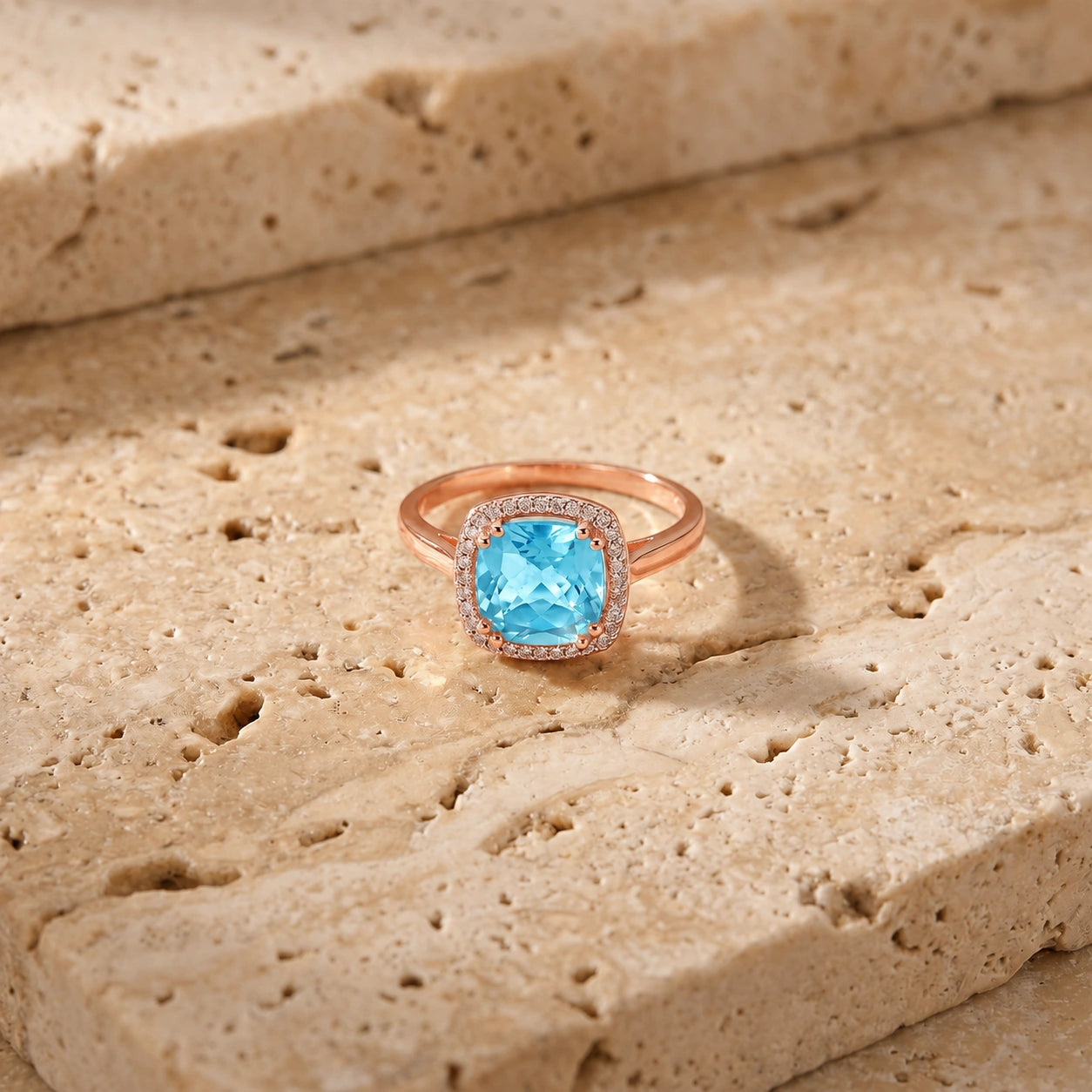 Rose Gold Blue Topaz & Diamond — Regina