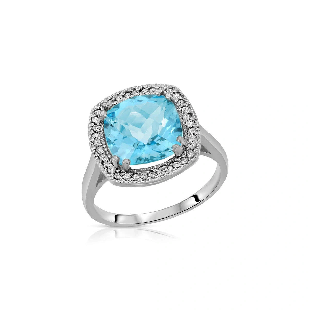 White Gold Blue Topaz & Diamond — Regina