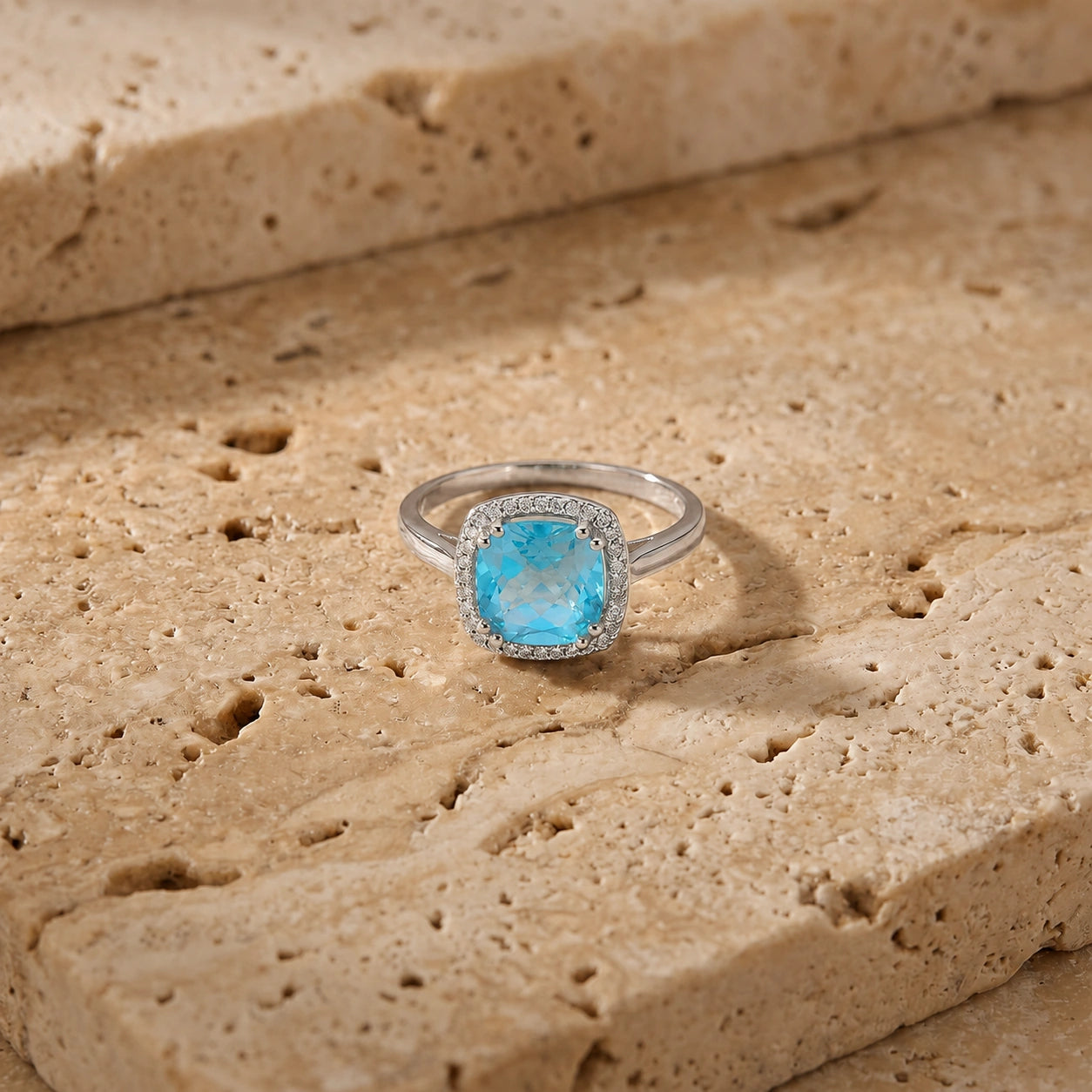 White Gold Blue Topaz & Diamond — Regina