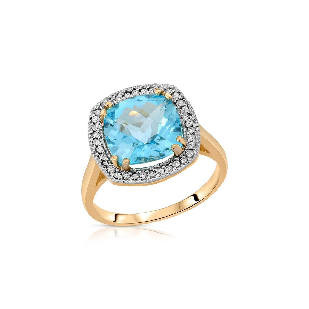 Yellow Gold Blue Topaz & Diamond — Regina