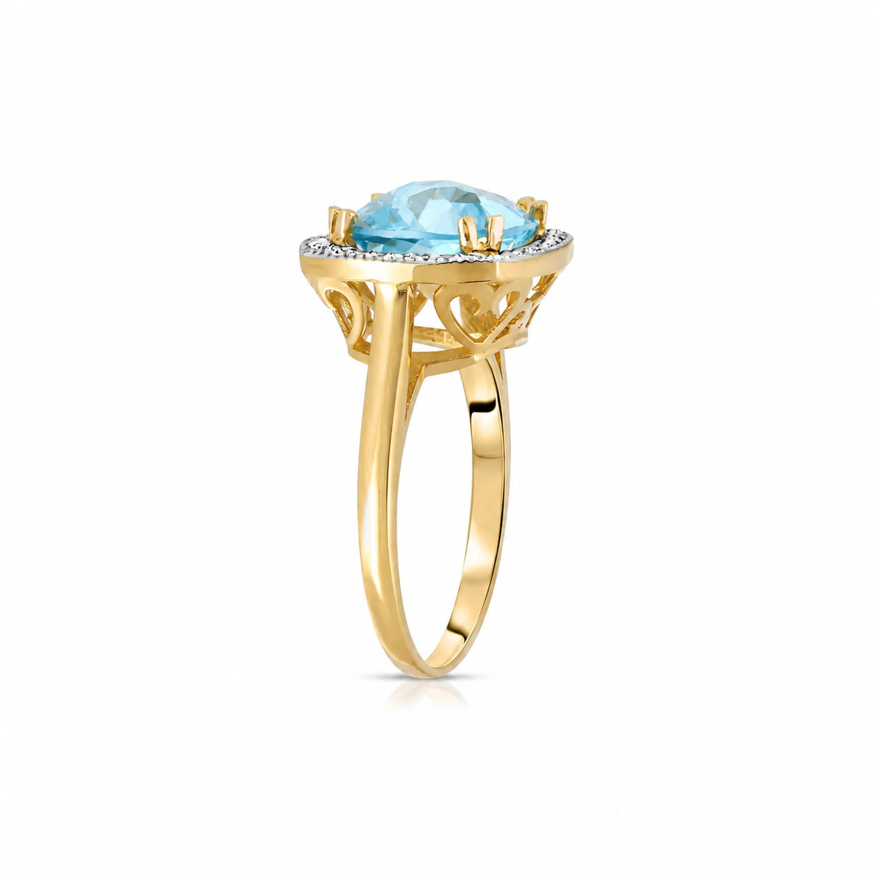 Yellow Gold Blue Topaz & Diamond — Regina