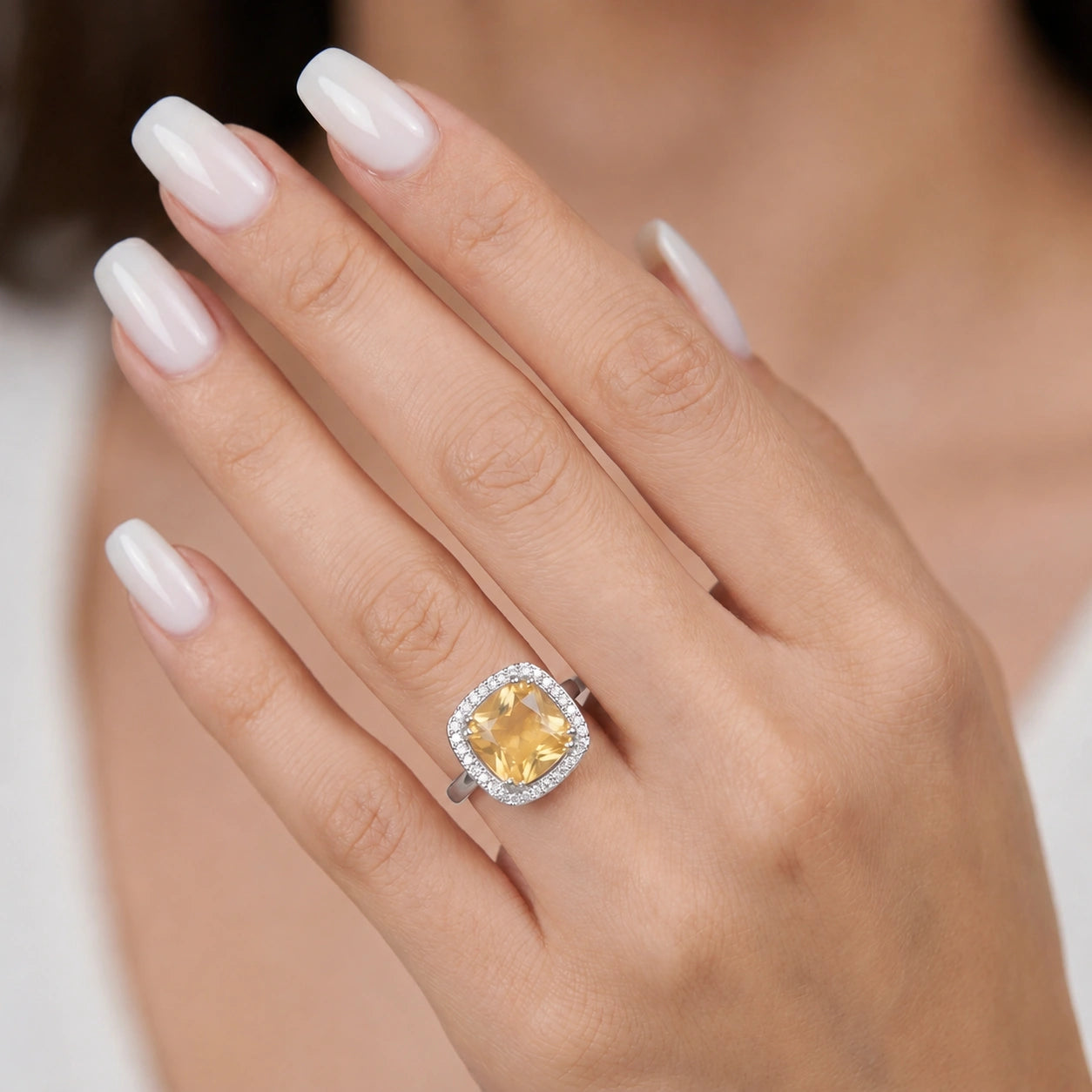 White Gold Citrine & Diamond — Regina