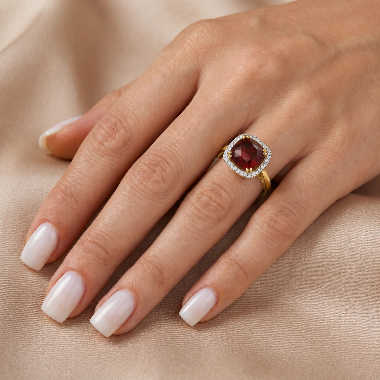Yellow Gold Garnet & Diamond — Regina