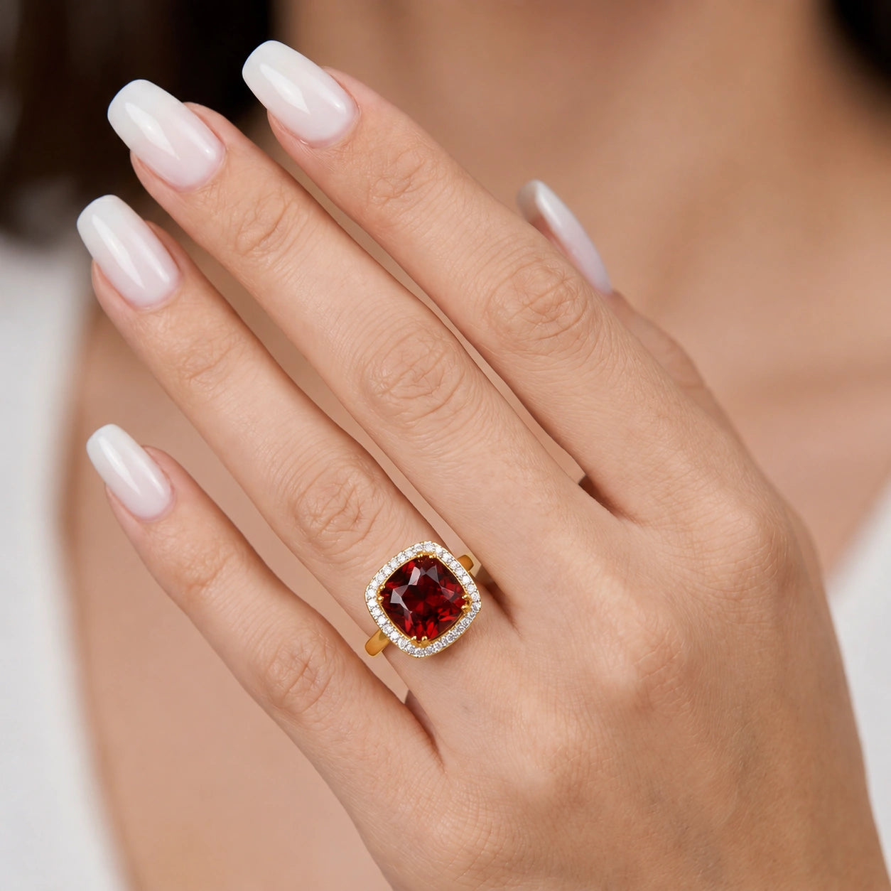 Yellow Gold Garnet & Diamond — Regina