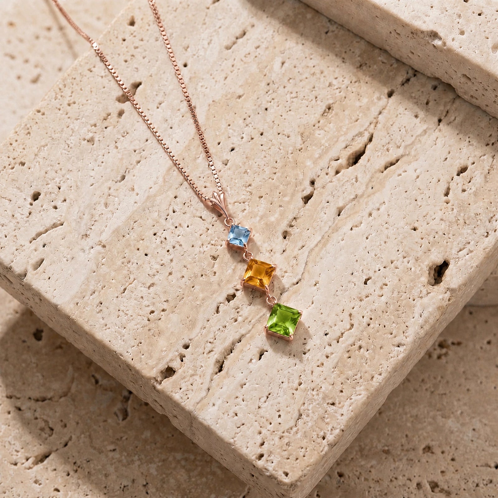 Rose Gold Peridot & Blue Topaz & Citrine — Riccarda
