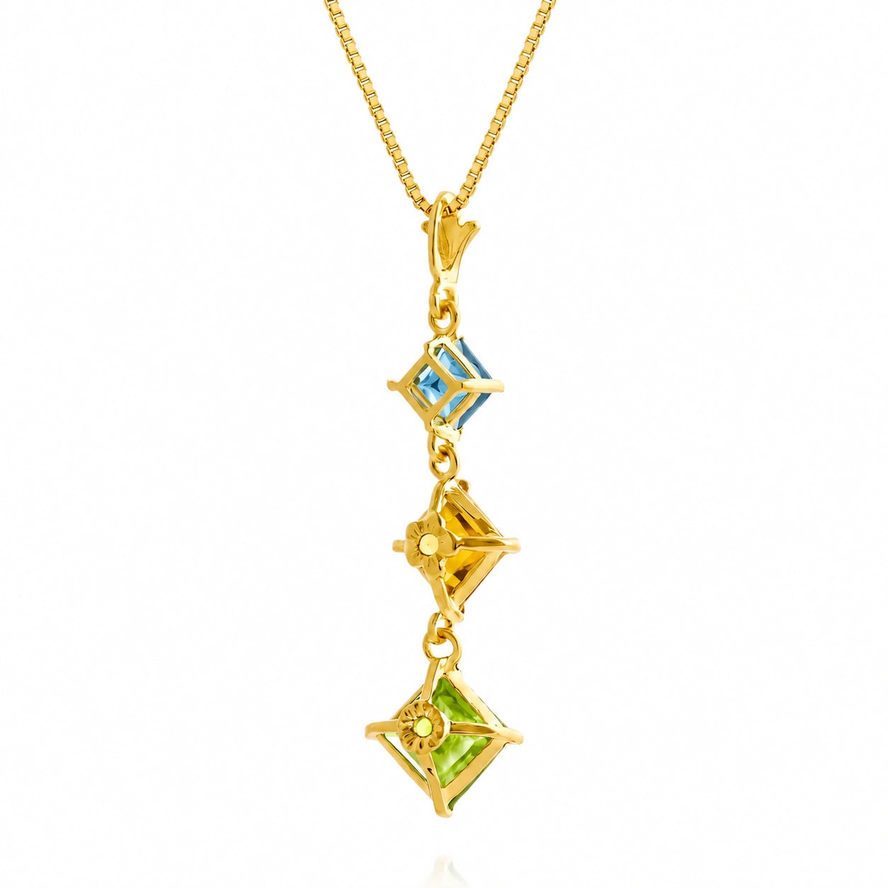 Yellow Gold Peridot & Blue Topaz & Citrine — Riccarda