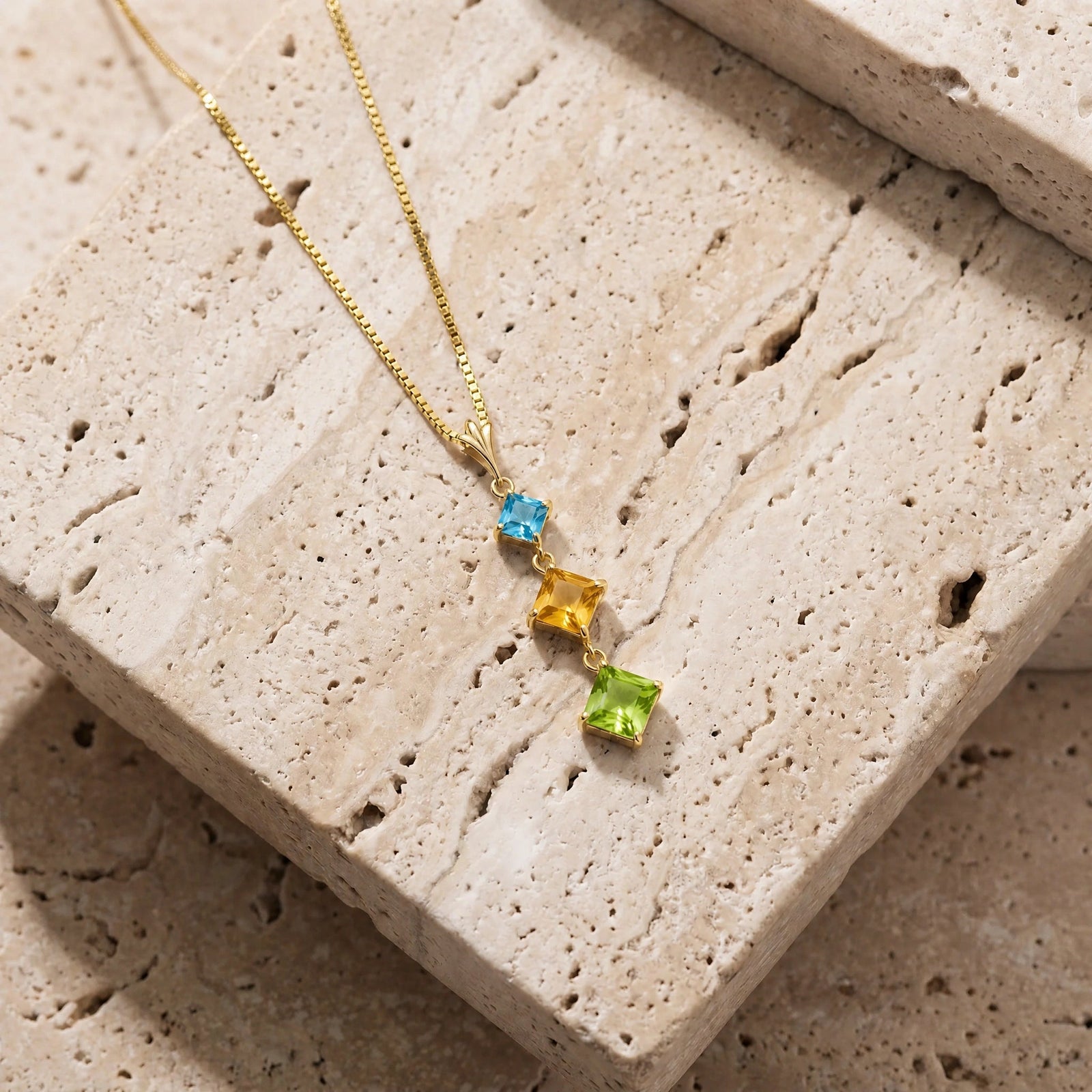 Yellow Gold Peridot & Blue Topaz & Citrine — Riccarda