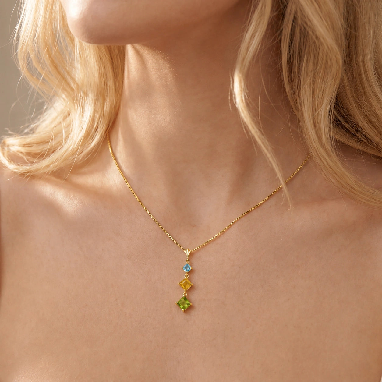 Yellow Gold Peridot & Blue Topaz & Citrine — Riccarda