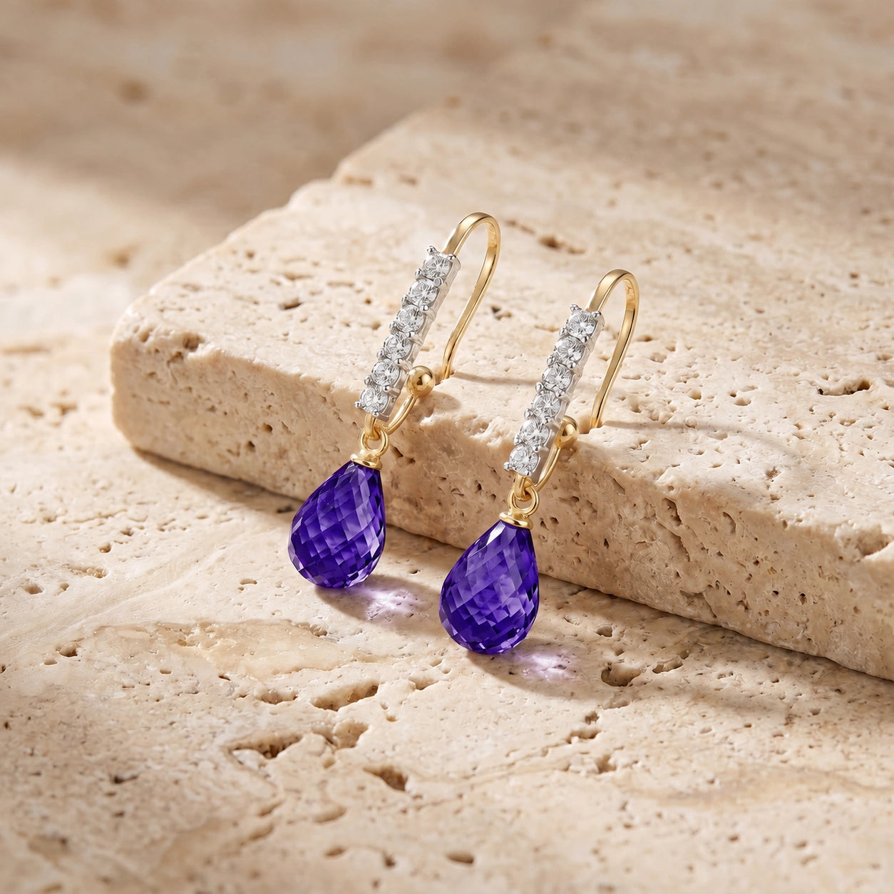 Yellow Gold Diamond & Amethyst — Mariagiuliana