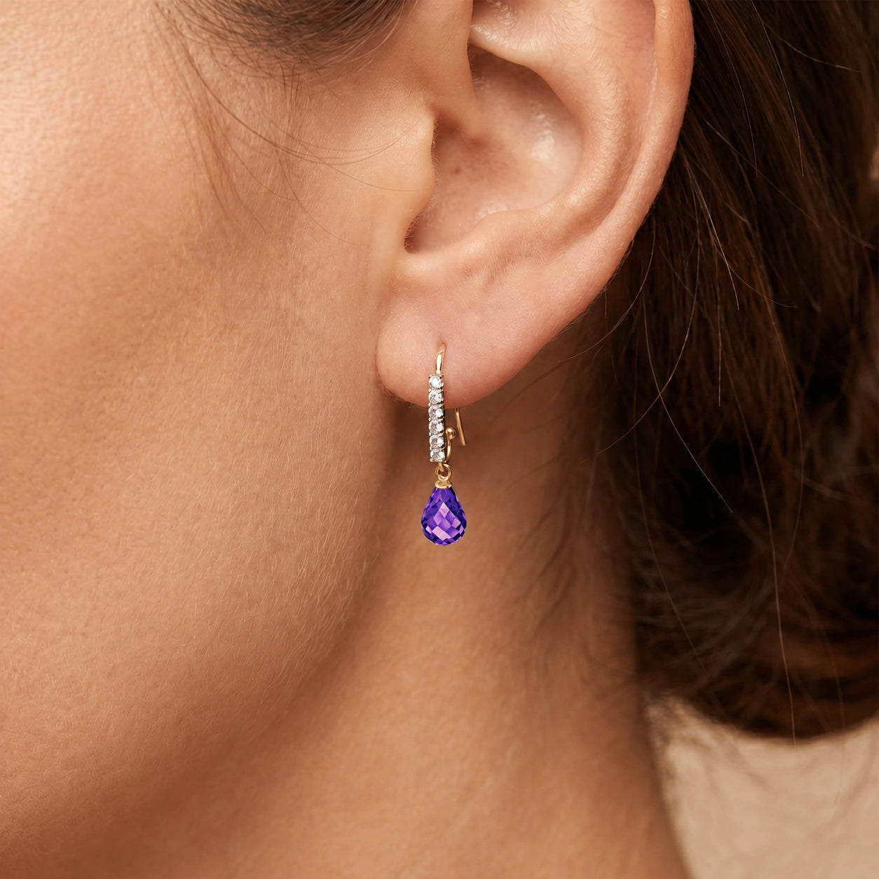 Yellow Gold Diamond & Amethyst — Mariagiuliana