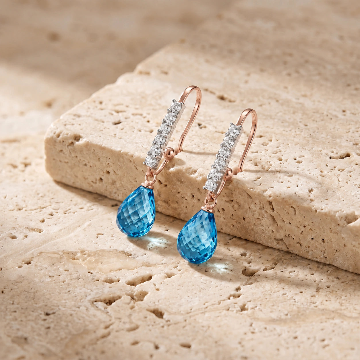 Rose Gold Diamond & Blue Topaz — Mariagiuliana