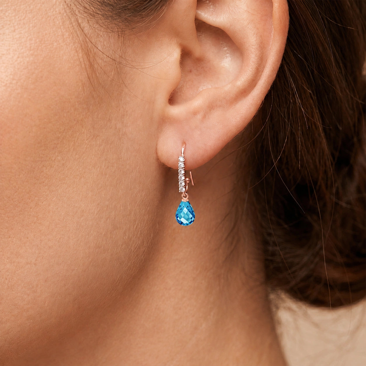 Rose Gold Diamond & Blue Topaz — Mariagiuliana