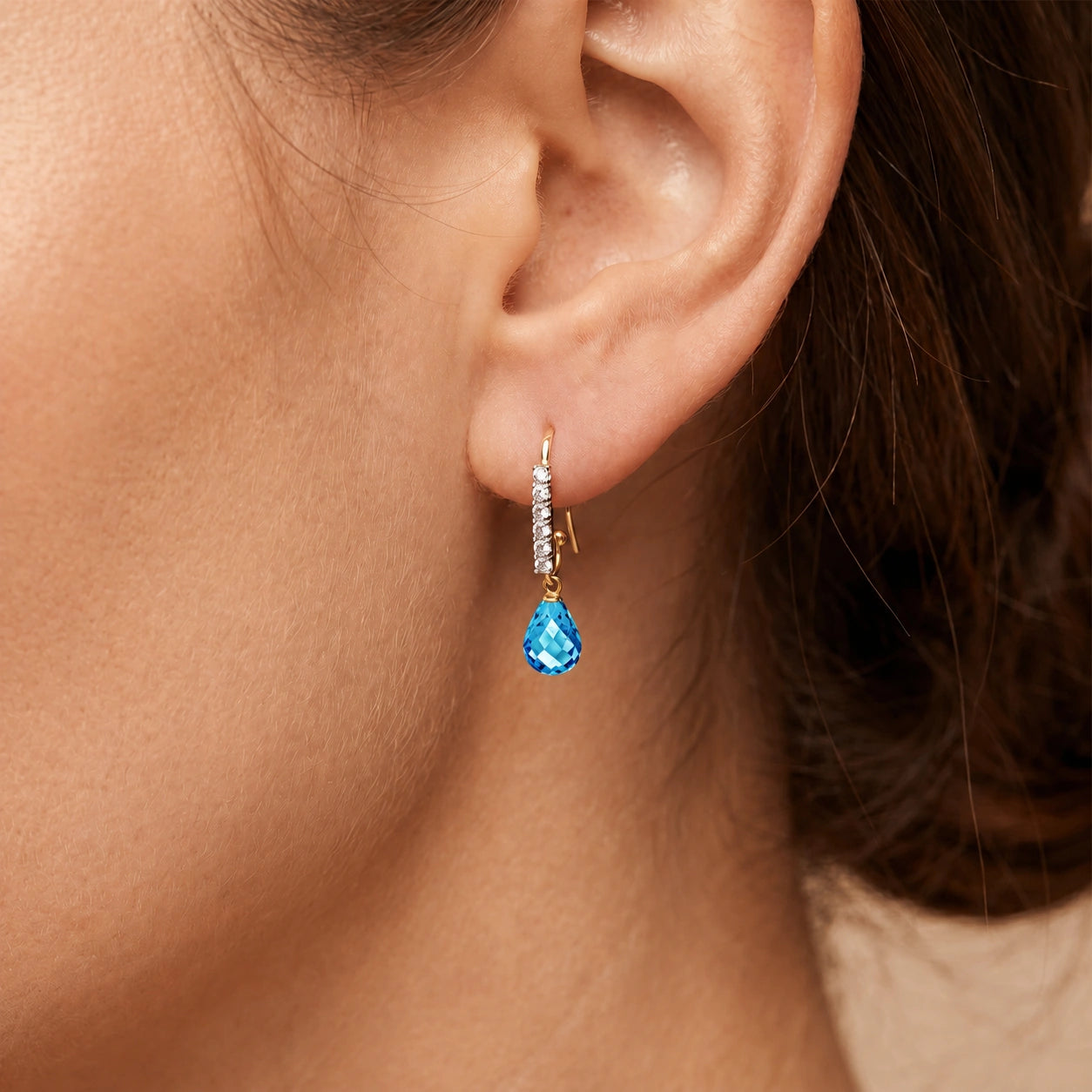 Yellow Gold Diamond & Blue Topaz — Mariagiuliana
