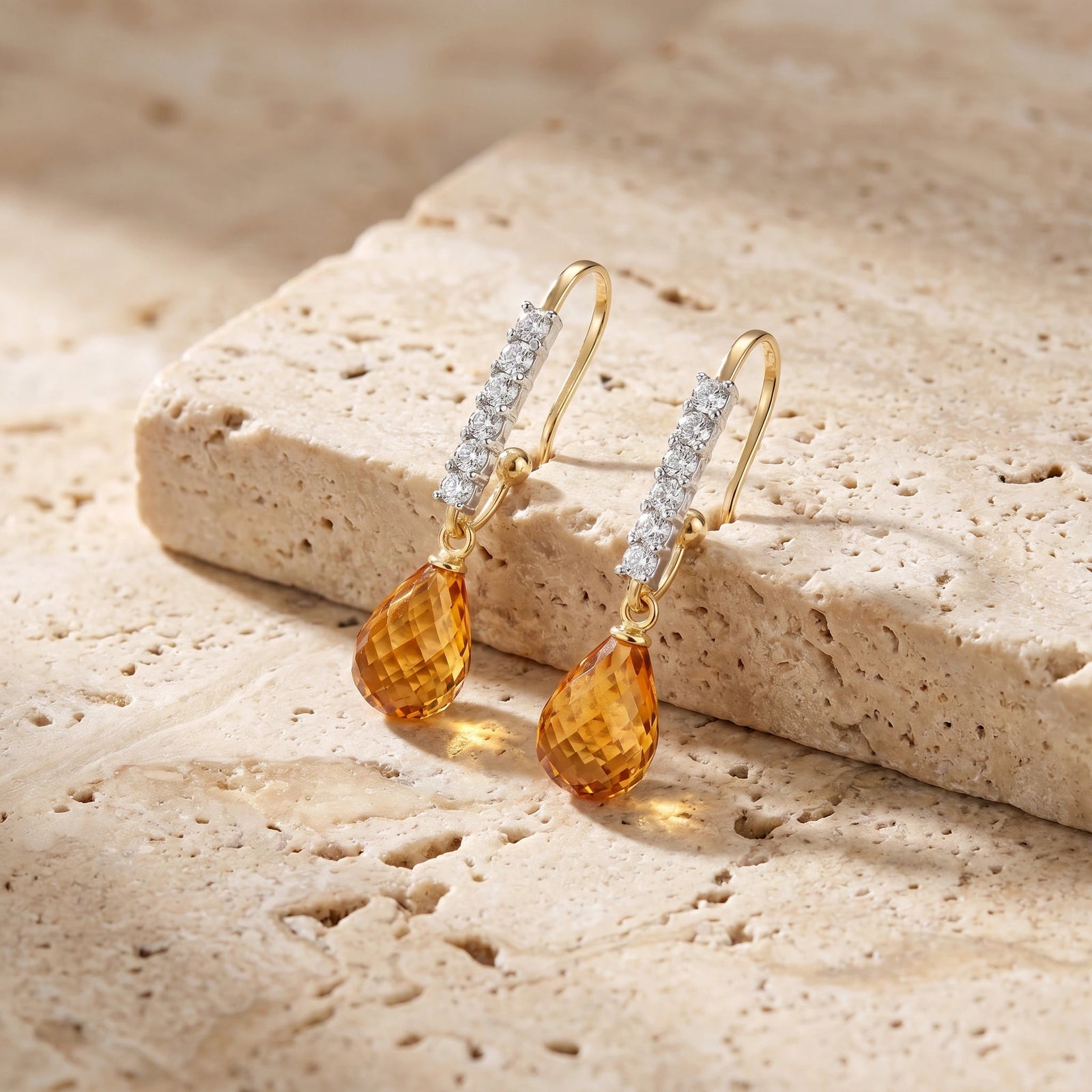 Yellow Gold Diamond & Citrine — Mariagiuliana