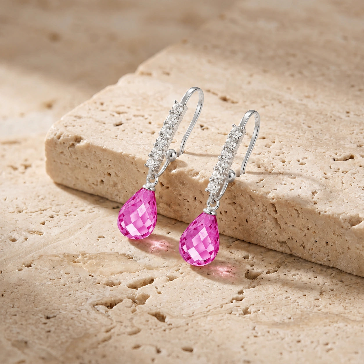 White Gold Diamond & Pink Topaz — Mariagiuliana