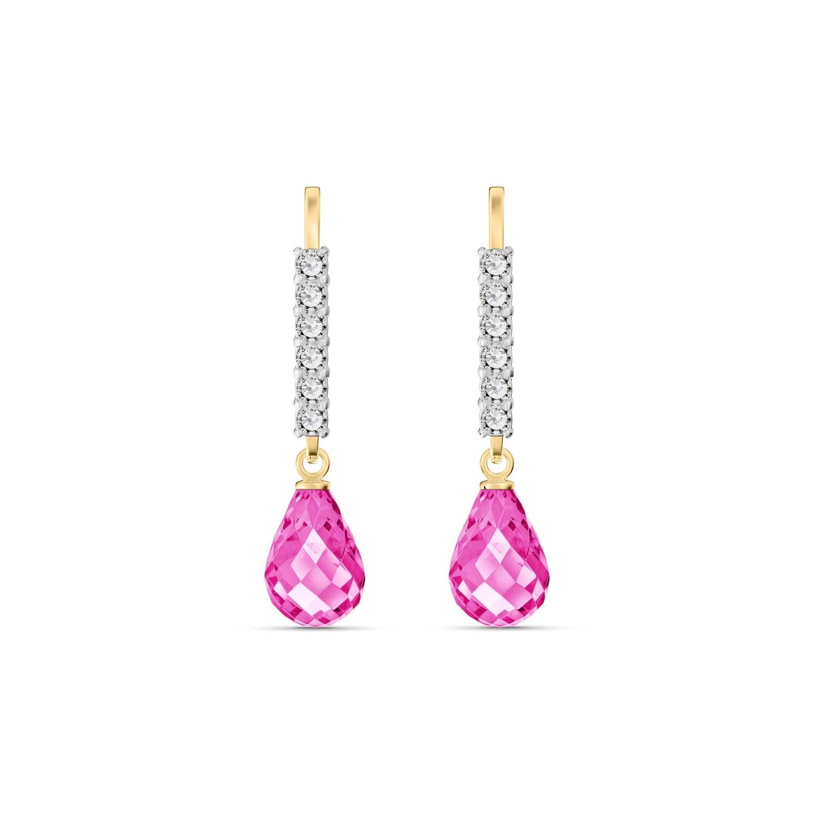 Yellow Gold Diamond & Pink Topaz — Mariagiuliana
