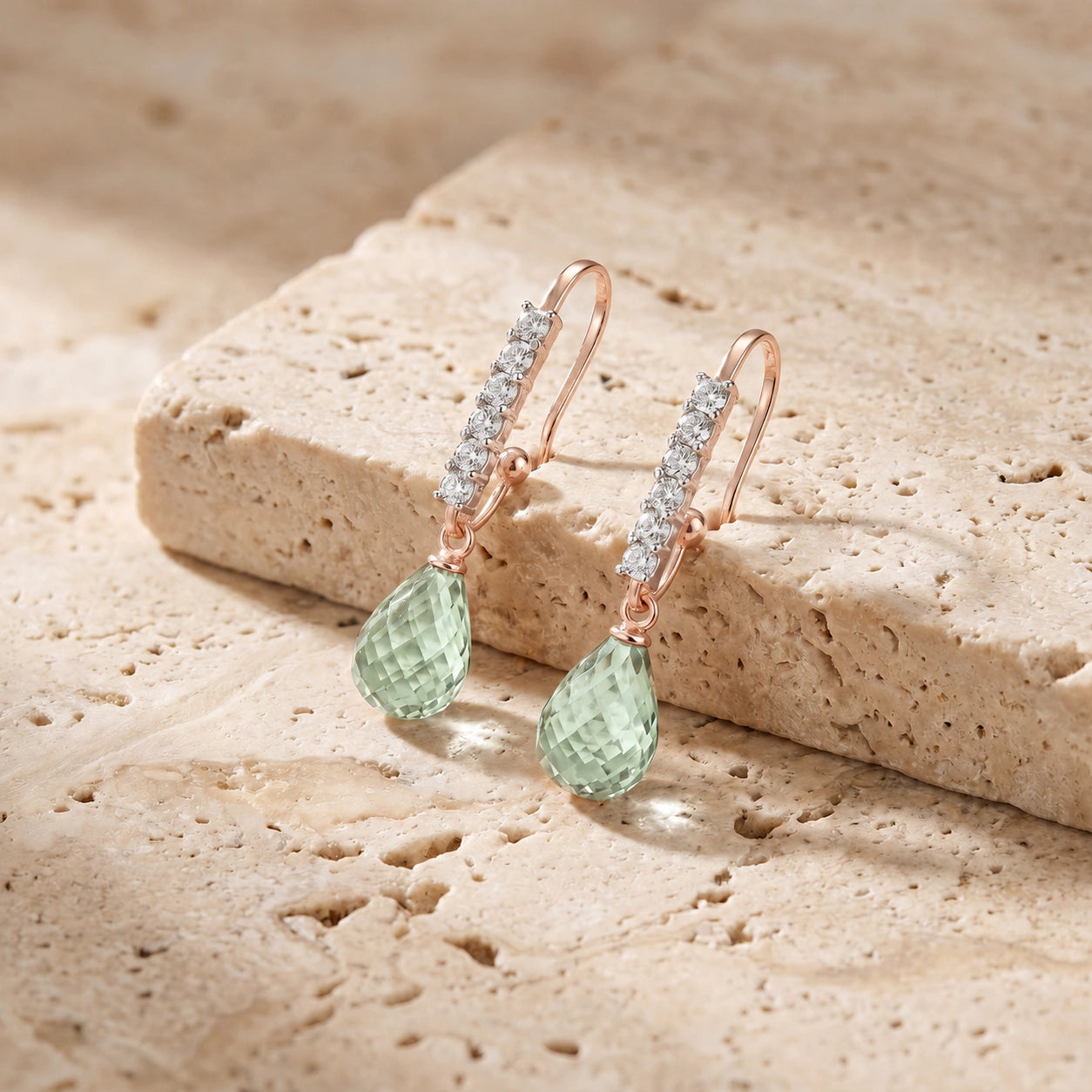 Rose Gold Green Amethyst & Diamond — Mariagiuliana