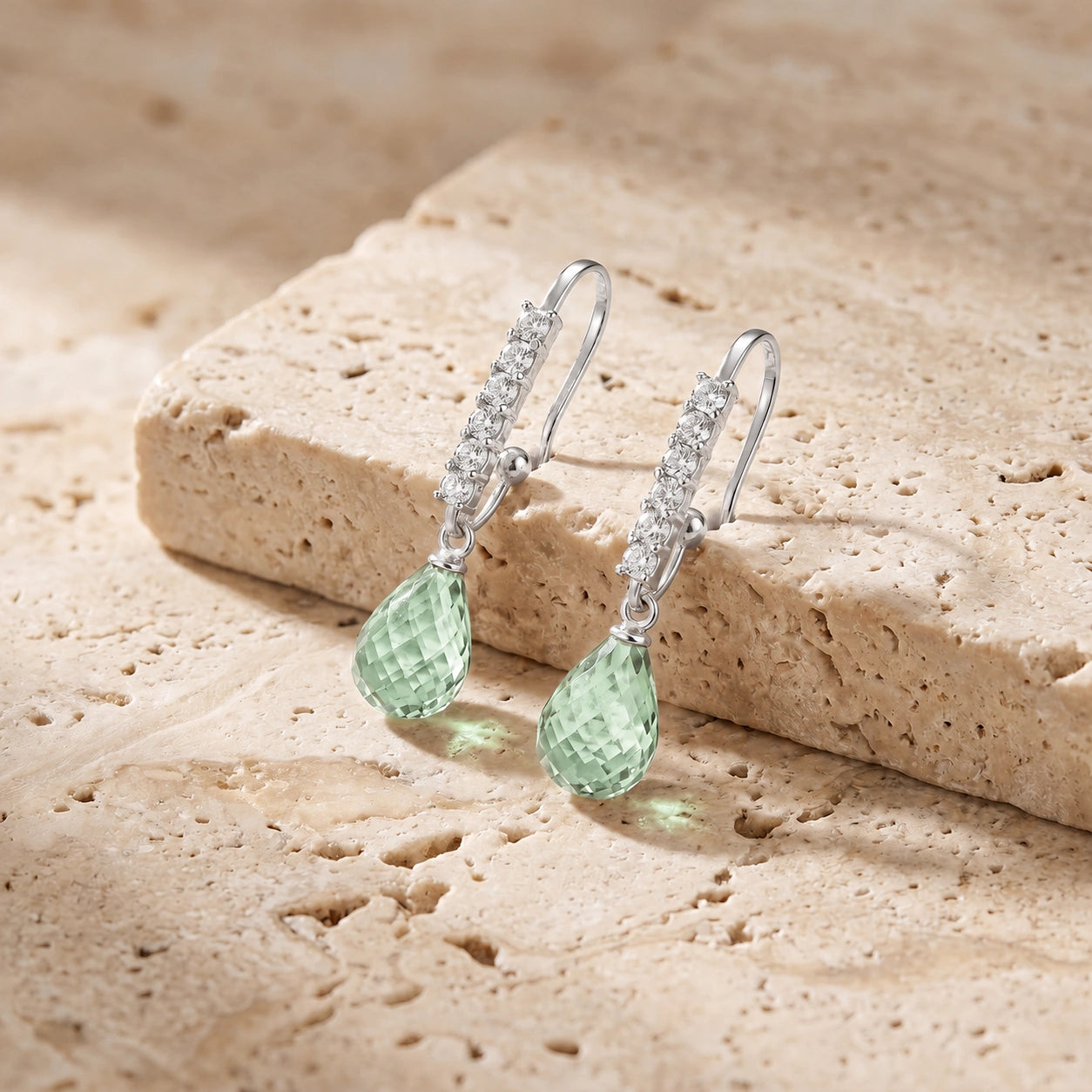 White Gold Green Amethyst & Diamond — Mariagiuliana