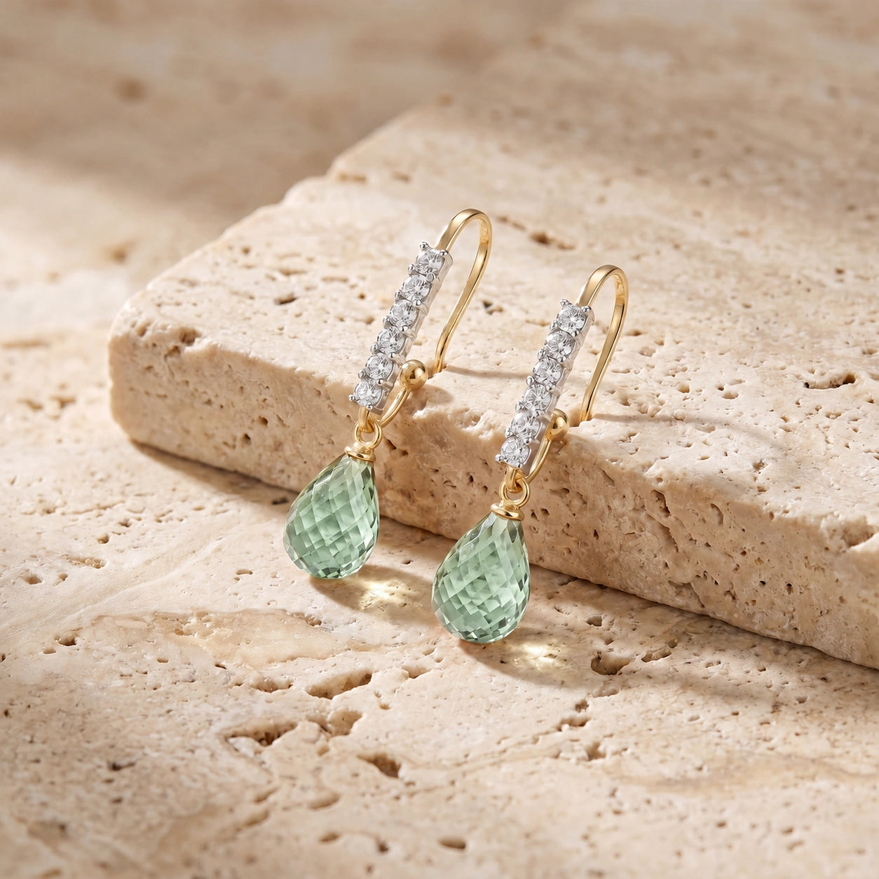 Yellow Gold Green Amethyst & Diamond — Mariagiuliana