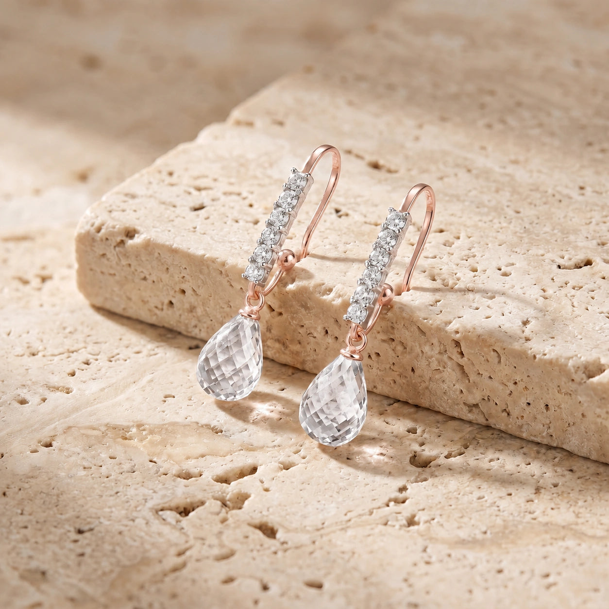 Rose Gold White Topaz & Diamond — Mariagiuliana