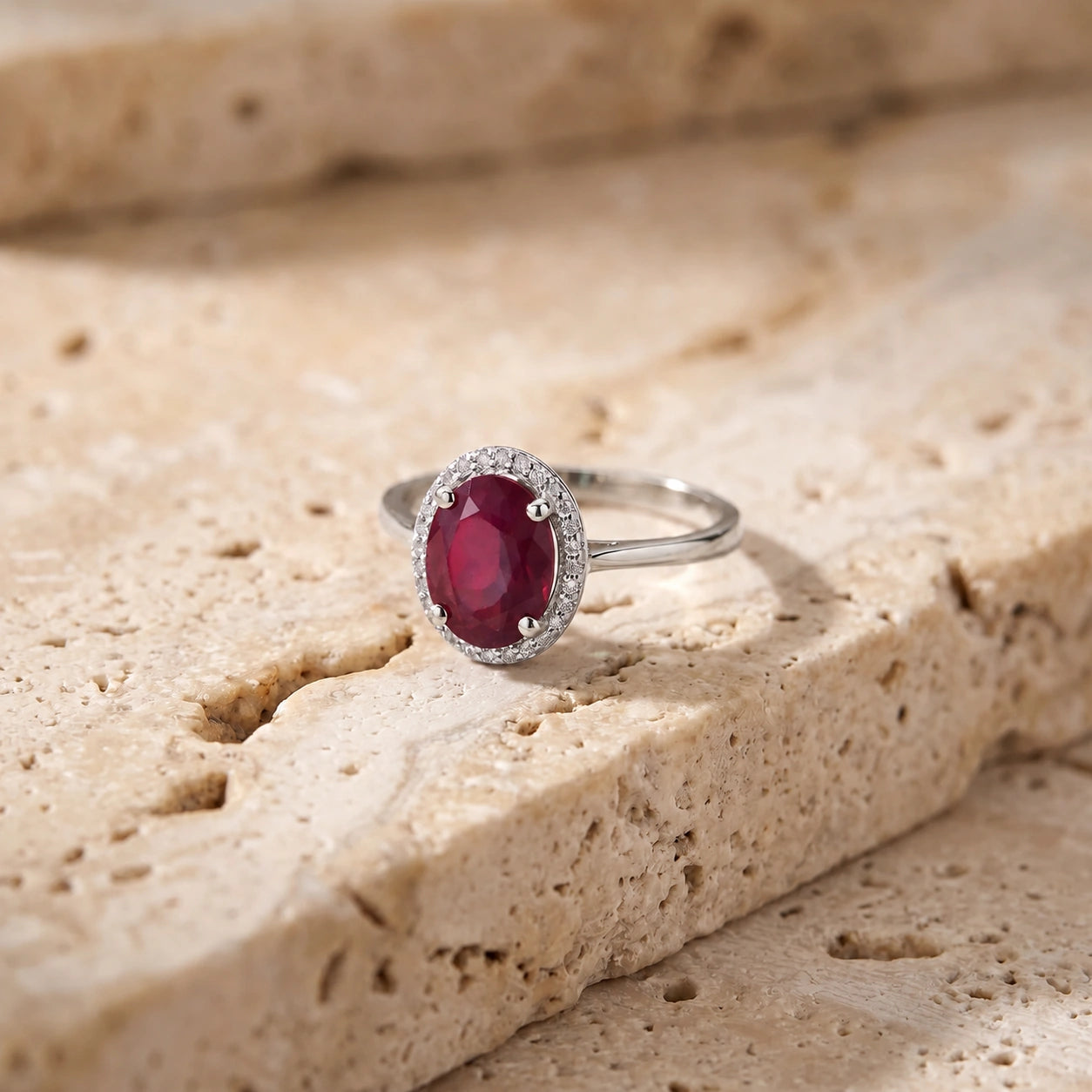 White Gold Diamond & Amethyst & Ruby — Diodata