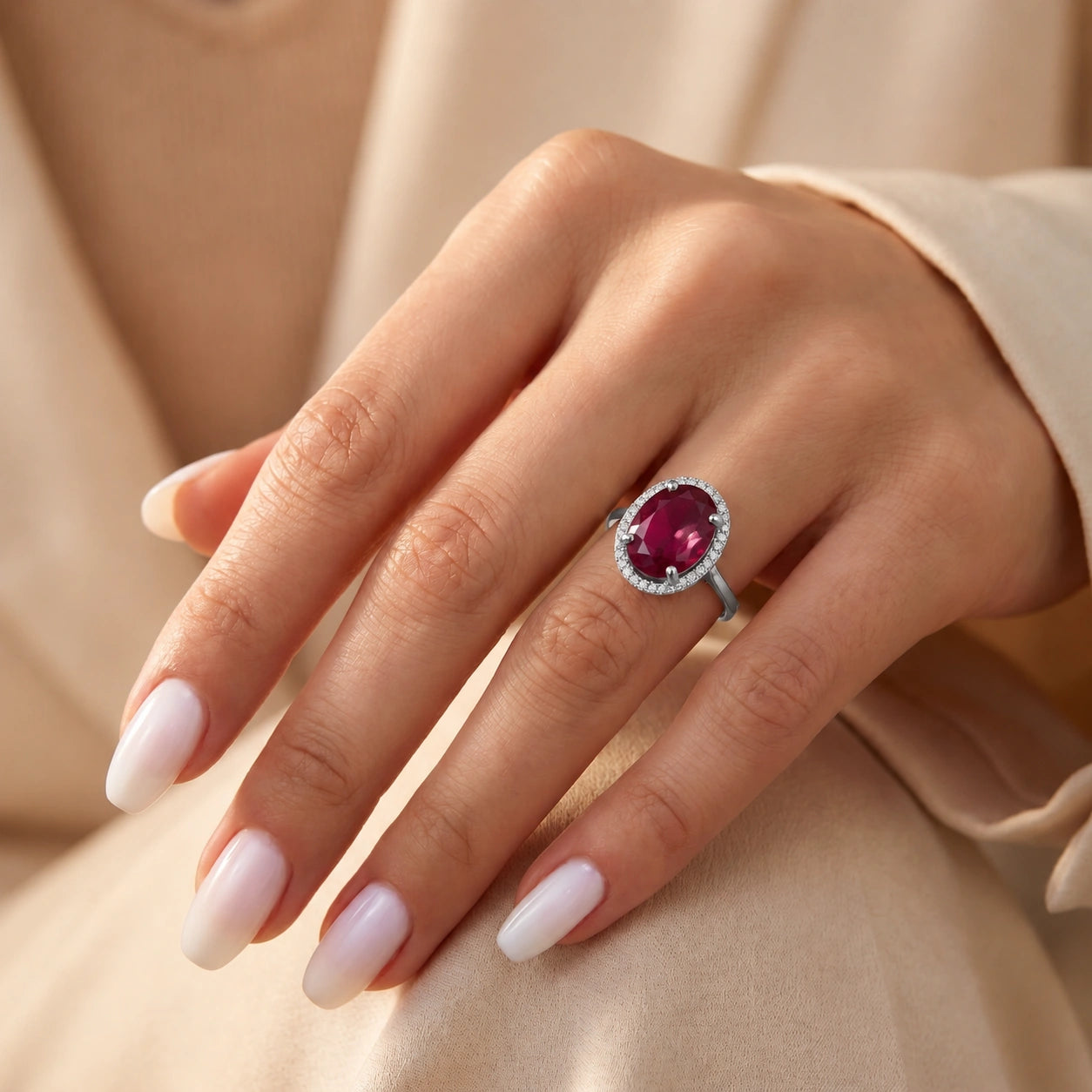 White Gold Diamond & Amethyst & Ruby — Diodata