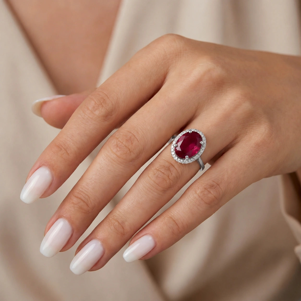 White Gold Diamond & Amethyst & Ruby — Diodata