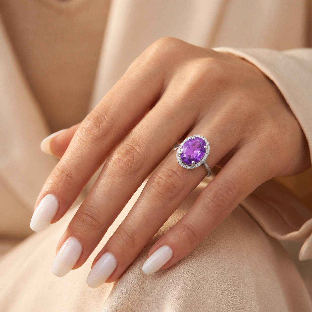 White Gold Diamond & Amethyst — Diodata