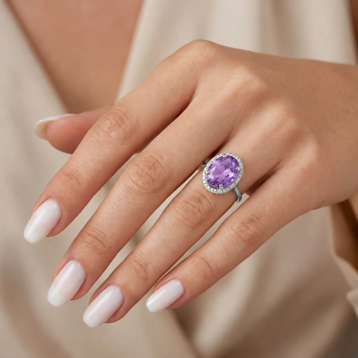White Gold Diamond & Amethyst — Diodata