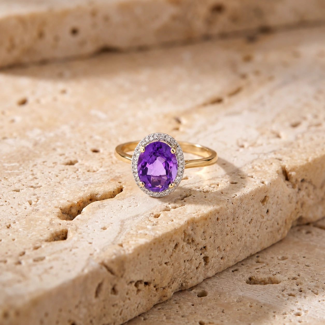 Yellow Gold Diamond & Amethyst — Diodata