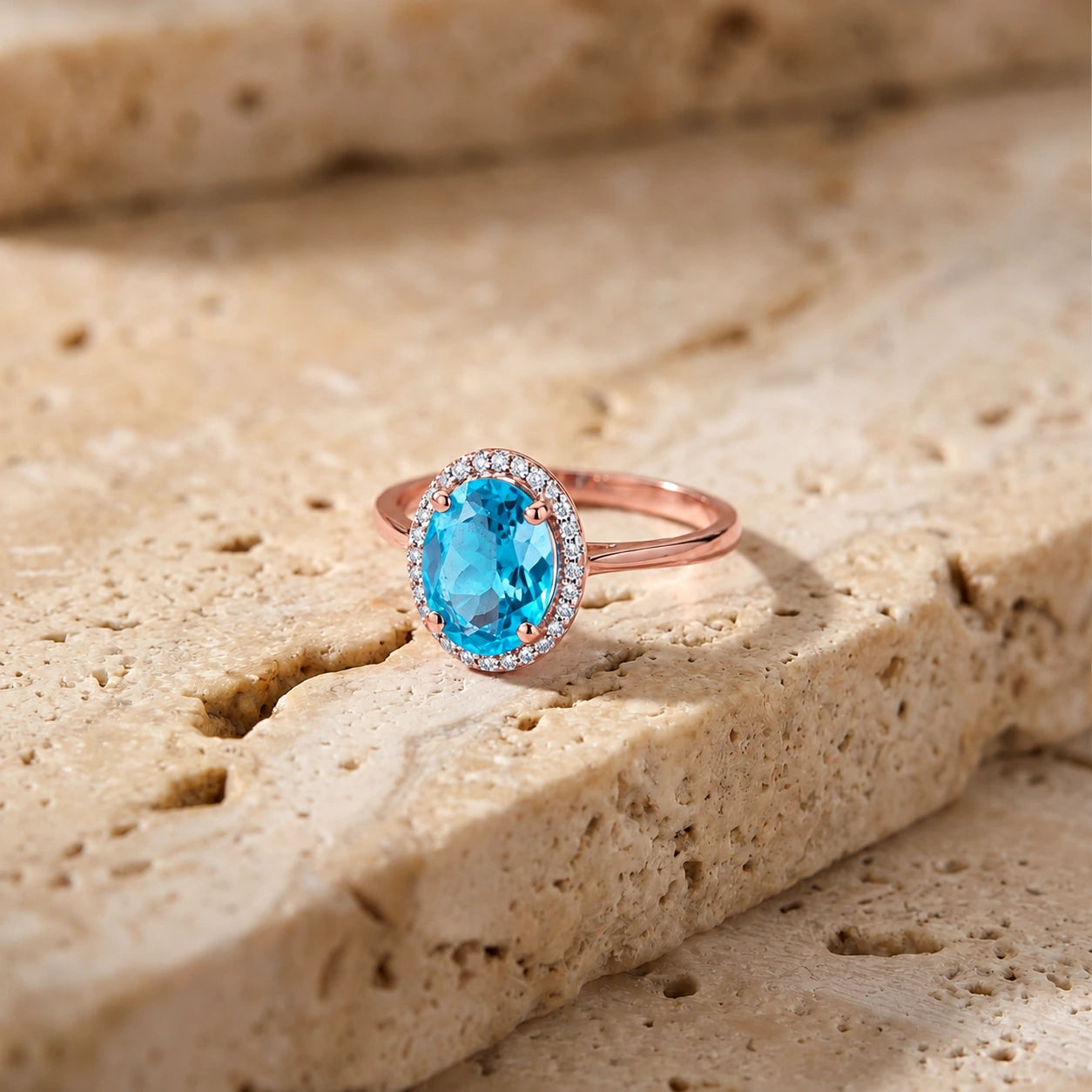 Rose Gold Diamond & Blue Topaz — Diodata