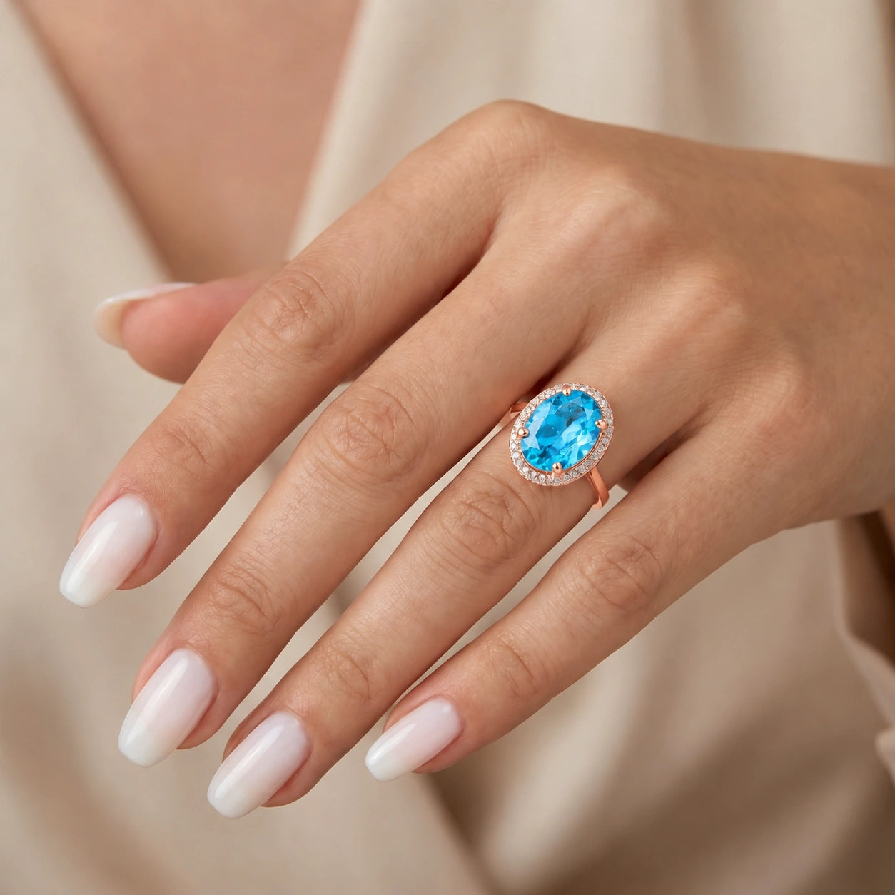Rose Gold Diamond & Blue Topaz — Diodata