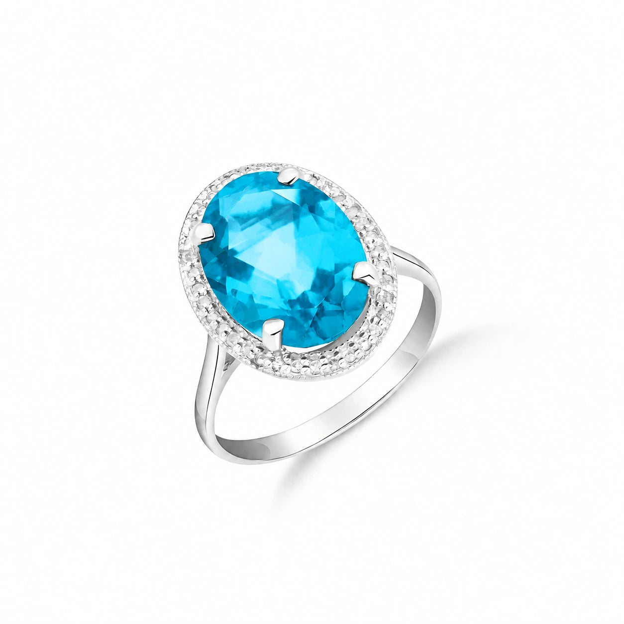 White Gold Diamond & Blue Topaz — Diodata