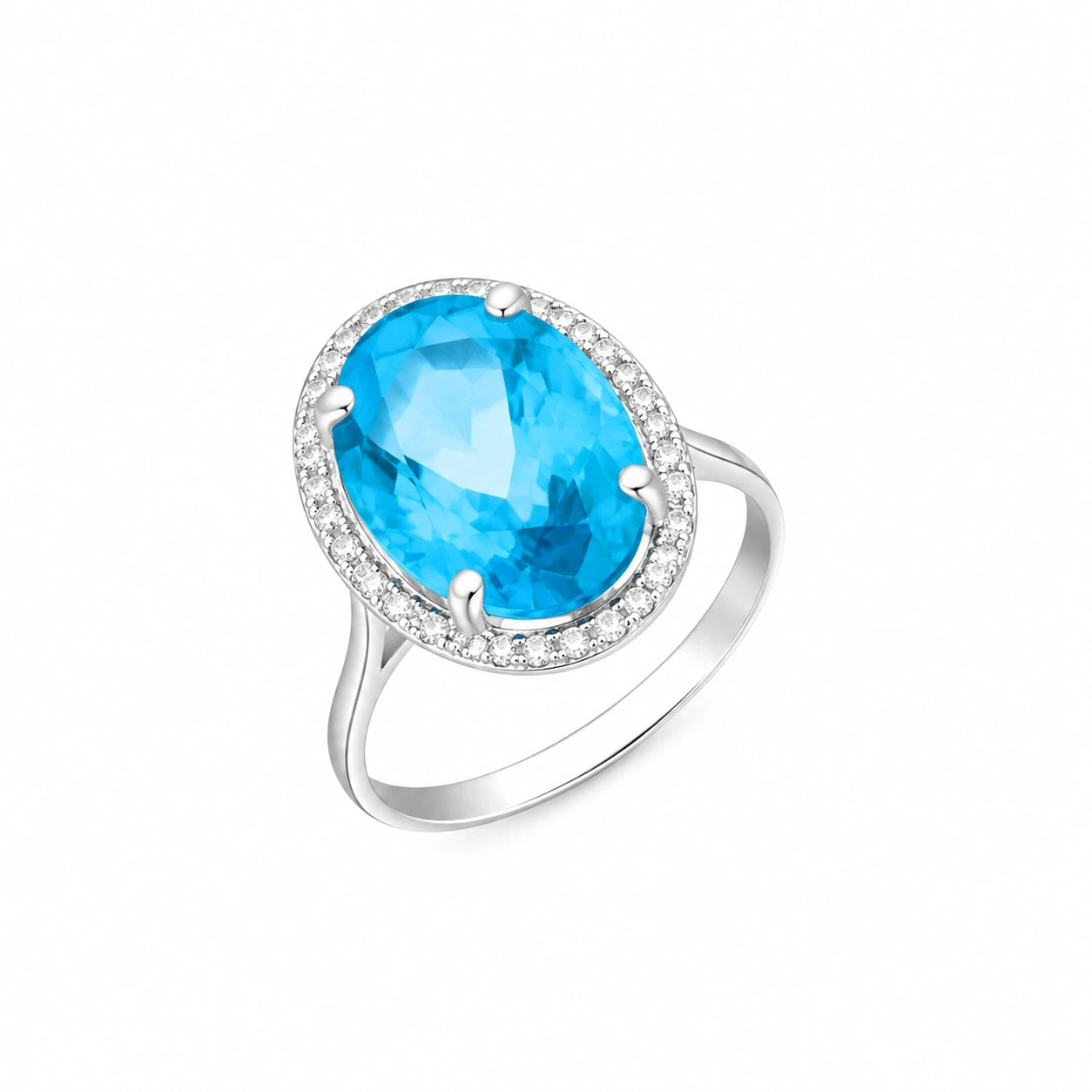 White Gold Diamond & Blue Topaz — Diodata