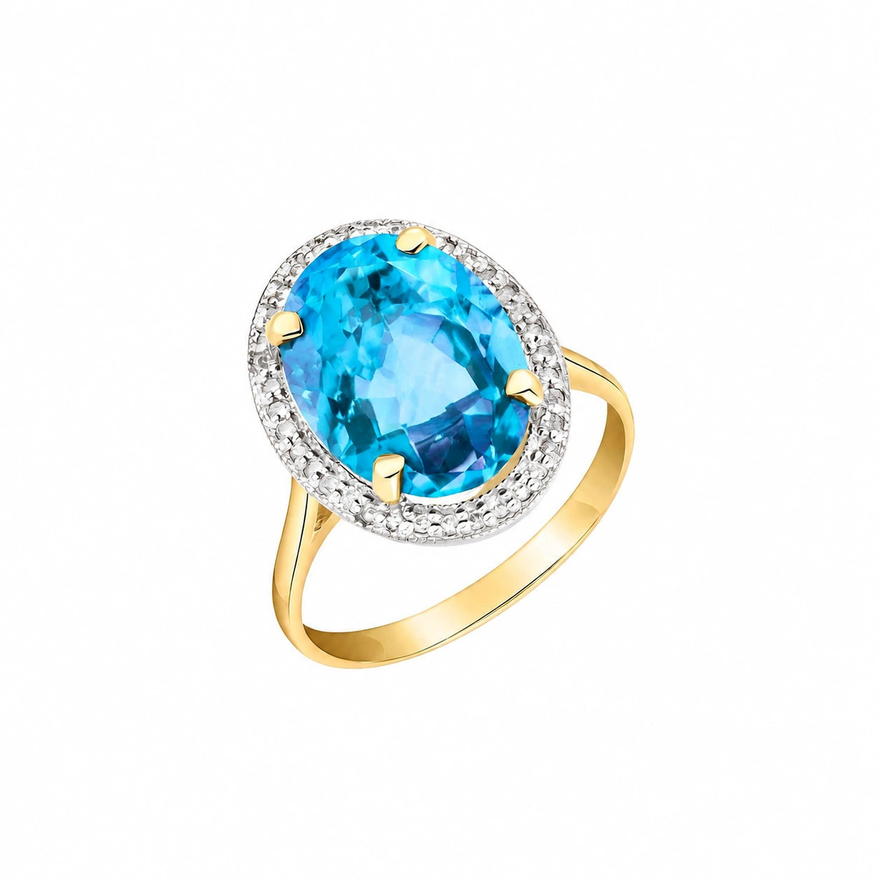 Yellow Gold Diamond & Blue Topaz — Diodata