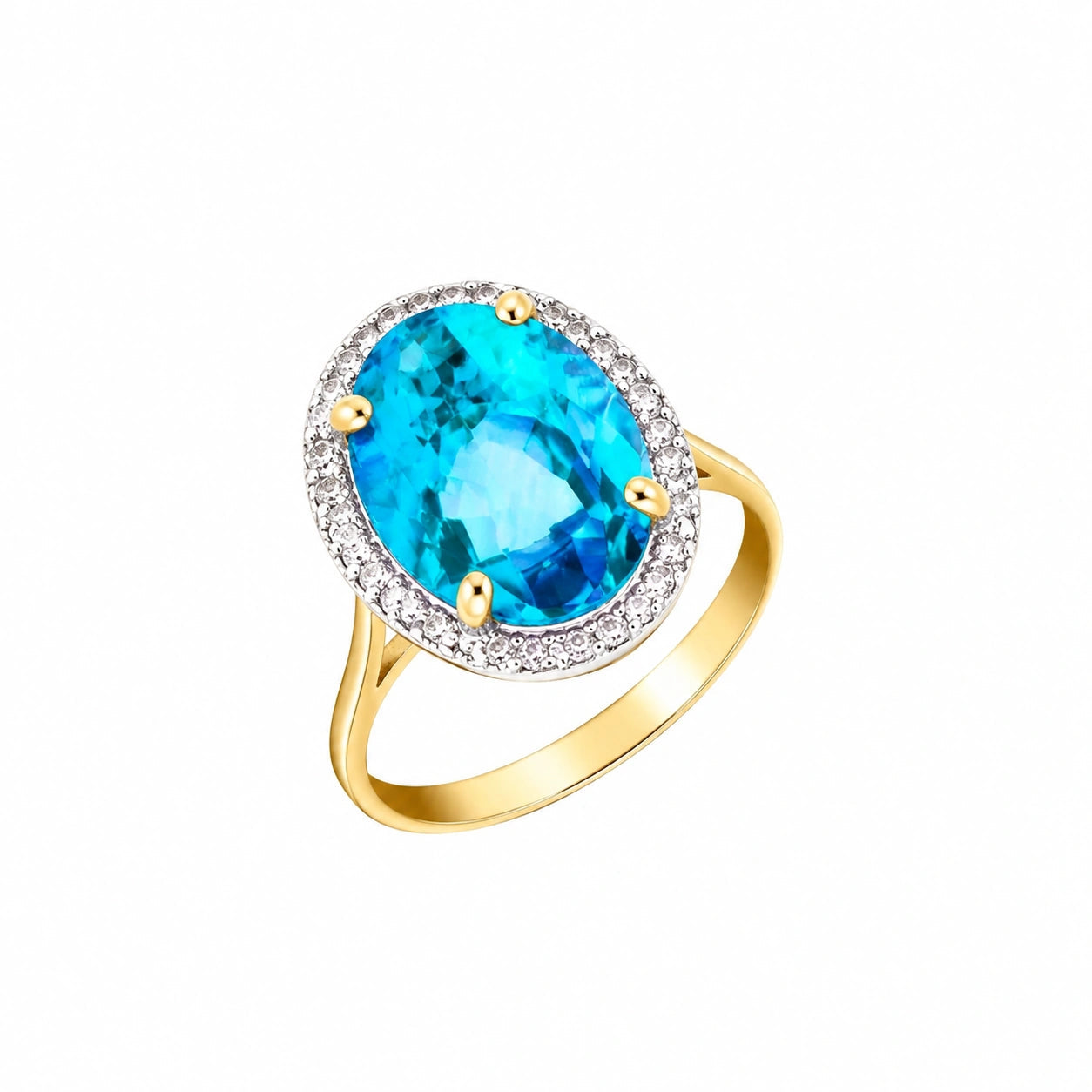 Yellow Gold Diamond & Blue Topaz — Diodata