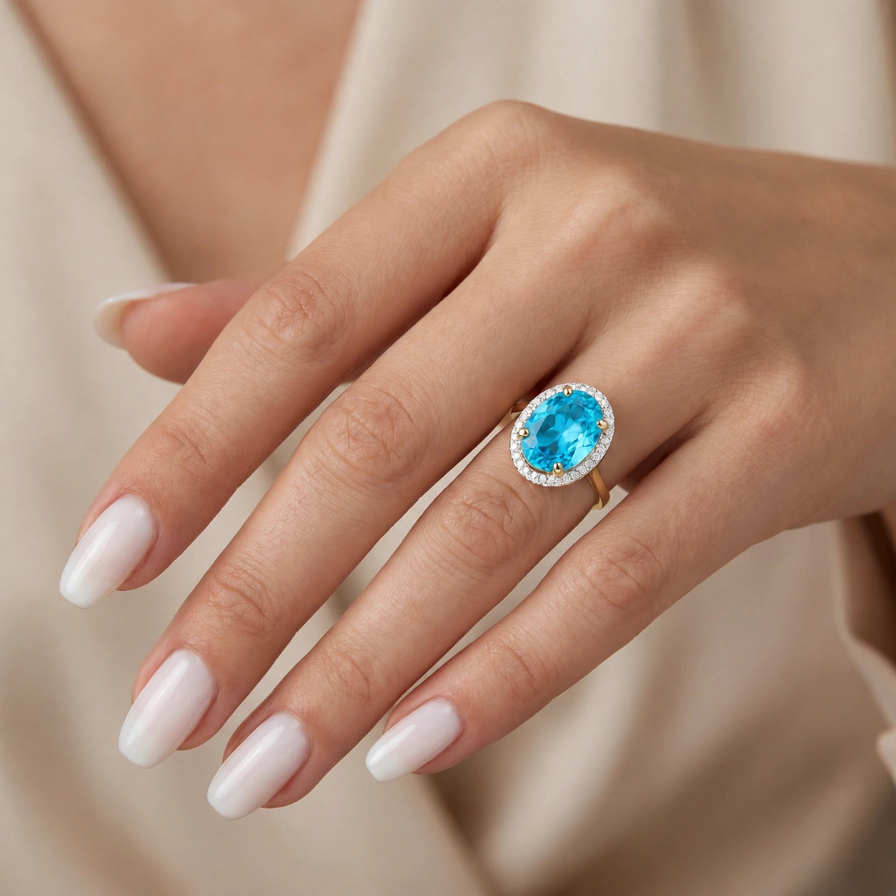Yellow Gold Diamond & Blue Topaz — Diodata