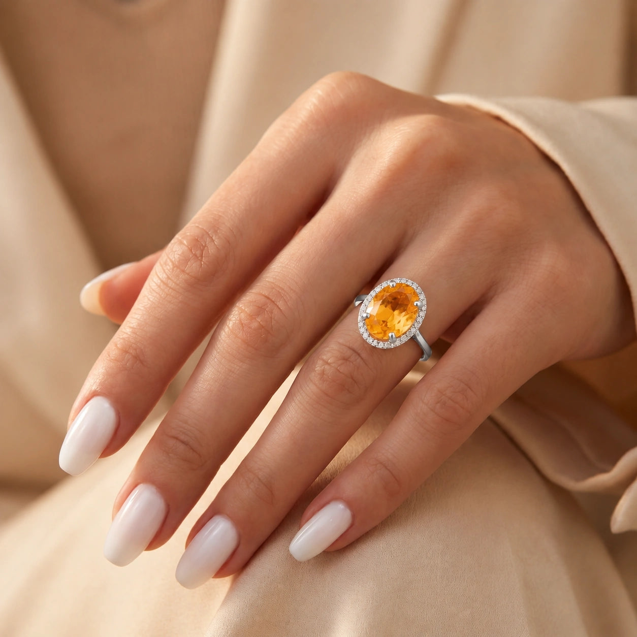 White Gold Diamond & Citrine — Diodata