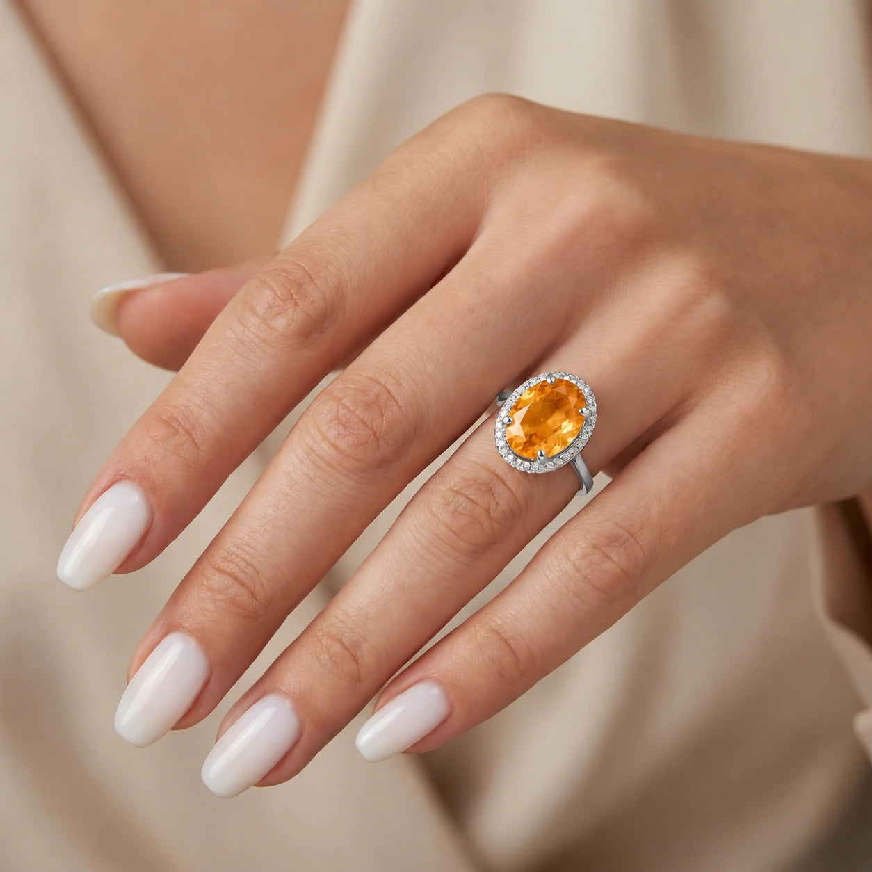 White Gold Diamond & Citrine — Diodata