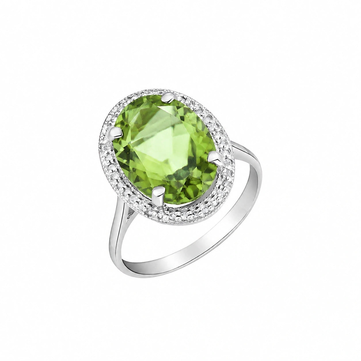 White Gold Diamond & Green Amethyst — Diodata